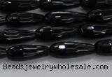 CTR82 15.5 inches 6*16mm faceted teardrop black agate beads