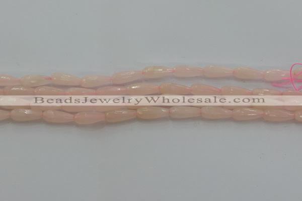 CTR84 15.5 inches 6*16mm faceted teardrop peach stone beads