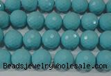 CTU1221 15.5 inches 6mm faceted round synthetic turquoise beads