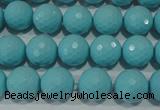 CTU1222 15.5 inches 8mm faceted round synthetic turquoise beads