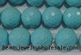 CTU1224 15.5 inches 12mm faceted round synthetic turquoise beads