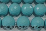 CTU1225 15.5 inches 14mm faceted round synthetic turquoise beads