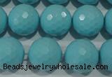 CTU1226 15.5 inches 16mm faceted round synthetic turquoise beads