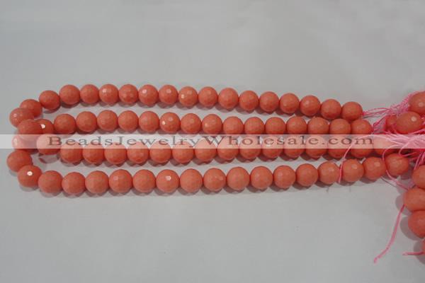 CTU1325 15.5 inches 12mm faceted round synthetic turquoise beads