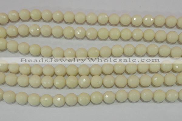 CTU1446 15.5 inches 14mm faceted round synthetic turquoise beads