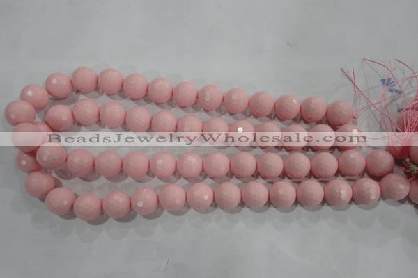 CTU1515 15.5 inches 12mm faceted round synthetic turquoise beads