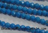 CTU1630 15.5 inches 4mm faceted round synthetic turquoise beads