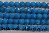 CTU1631 15.5 inches 6mm faceted round synthetic turquoise beads