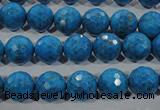 CTU1634 15.5 inches 12mm faceted round synthetic turquoise beads