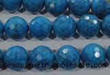 CTU1636 15.5 inches 16mm faceted round synthetic turquoise beads