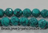 CTU1684 15.5 inches 10mm faceted round synthetic turquoise beads