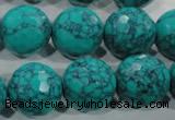 CTU1688 15.5 inches 18mm faceted round synthetic turquoise beads