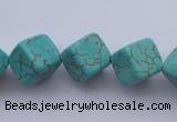 CTU18 15.5 inches 10*10mm cublc blue turquoise strand beads Wholesale