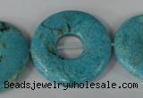 CTU1930 15.5 inches 35mm donut imitation turquoise beads