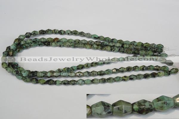 CTU2466 15.5 inches 7*8mm faceted rice African turquoise beads wholesale