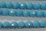 CTU2591 15.5 inches 6mm faceted round synthetic turquoise beads