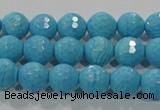 CTU2592 15.5 inches 8mm faceted round synthetic turquoise beads