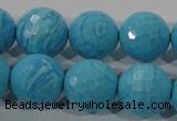 CTU2595 15.5 inches 14mm faceted round synthetic turquoise beads