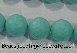 CTU2784 15.5 inches 12mm faceted round synthetic turquoise beads