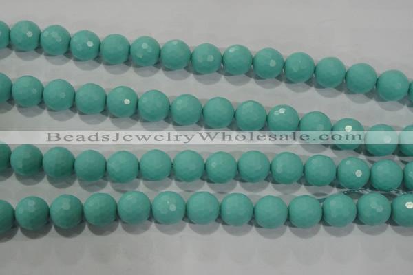 CTU2784 15.5 inches 12mm faceted round synthetic turquoise beads