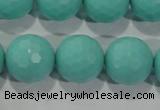 CTU2785 15.5 inches 14mm faceted round synthetic turquoise beads