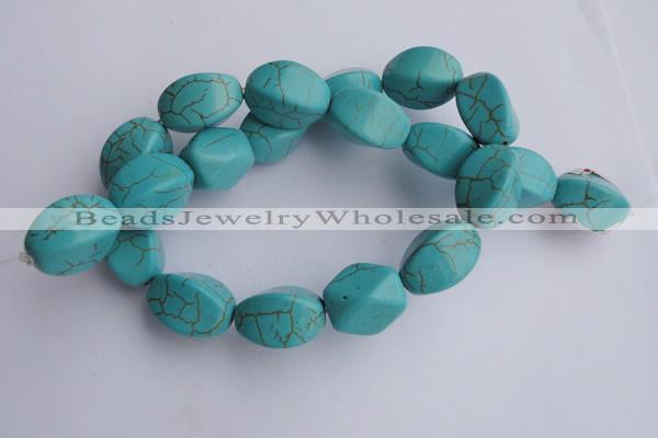 CTU28 15.5 inches 13*20mm twisted oval blue turquoise beads Wholesale