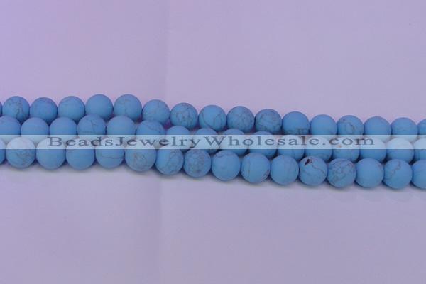 CTU2855 15.5 inches 14mm round matte turquoise beads