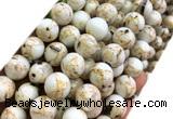 CTU3104 15 inches 12mm round gold vein howlite turquoise beads