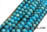 CTU3141 15 inches 4mm round gold vein howlite turquoise beads