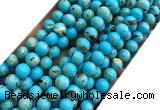 CTU3142 15 inches 6mm round gold vein howlite turquoise beads