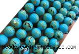 CTU3145 15 inches 12mm round gold vein howlite turquoise beads