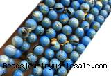 CTU3147 15 inches 6mm round gold vein howlite turquoise beads