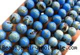 CTU3150 15 inches 12mm round gold vein howlite turquoise beads