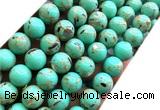 CTU3164 15 inches 12mm round gold vein howlite turquoise beads