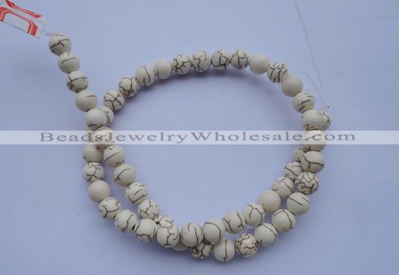 CTU35 15.5 inches 10mm round white turquoise strand beads Wholesale