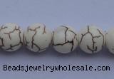 CTU36 15.5 inches 14mm round white turquoise strand beads Wholesale