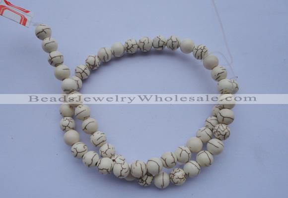 CTU68 15.5 inches 6mm round white turquoise strand beads Wholesale