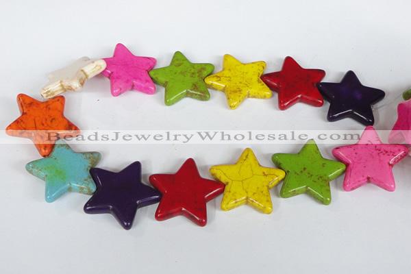 CTU730 15.5 inches 35*35mm star dyed turquoise beads wholesale