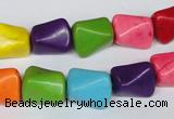 CTU742 15.5 inches 10*13mm nuggets dyed turquoise beads wholesale