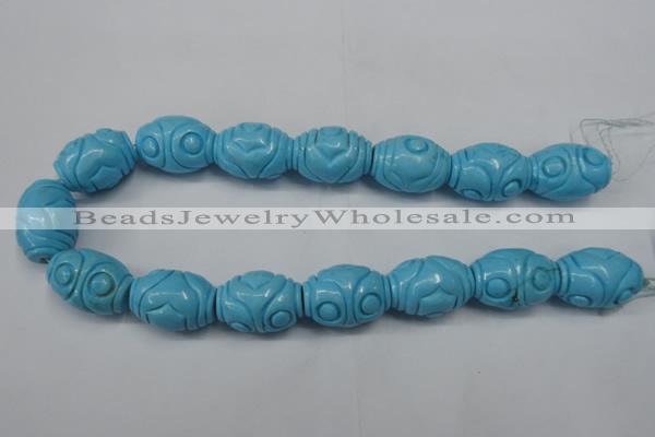 CTU886 15.5 inches 20*26mm carved rice dyed turquoise beads