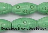 CTU888 15.5 inches 15*30mm carved rice dyed turquoise beads