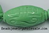 CTU890 15.5 inches 25*50mm carved rice dyed turquoise beads