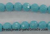 CTU913 15.5 inches 10mm faceted round synthetic turquoise beads