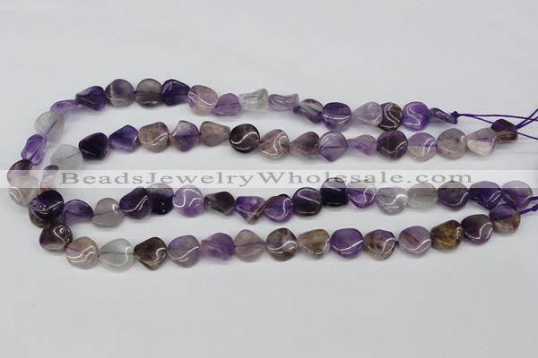 CTW02 15.5 inches 12mm twisted coin amethyst beads wholesale