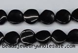 CTW03 15.5 inches 12mm twisted coin black agate beads wholesale