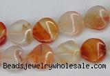 CTW05 15.5 inches 12mm twisted coin agate gemstone beads wholesale