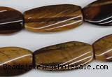 CTW103 15.5 inches 15*30mm twisted rectangle tiger eye beads