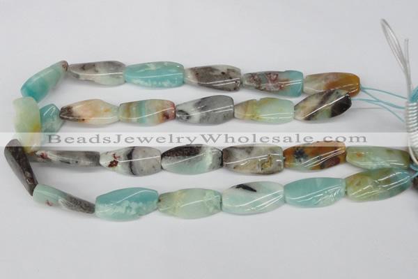 CTW104 15.5 inches 15*30mm twisted rectangle amazonite beads