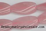 CTW106 15.5 inches 15*30mm twisted rectangle rose quartz beads