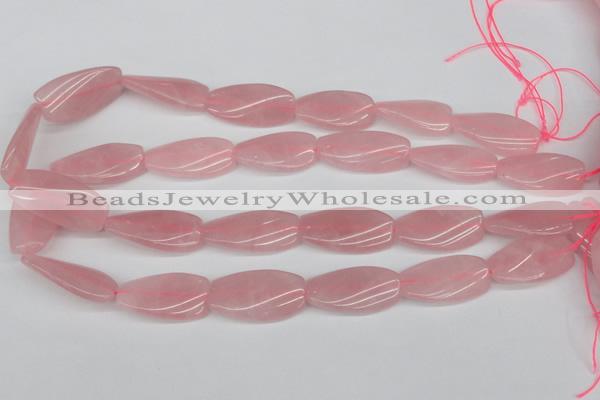 CTW106 15.5 inches 15*30mm twisted rectangle rose quartz beads